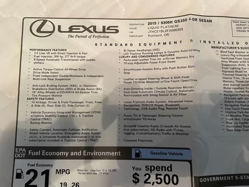 Used 2015 Lexus GS 350 AWD image 20