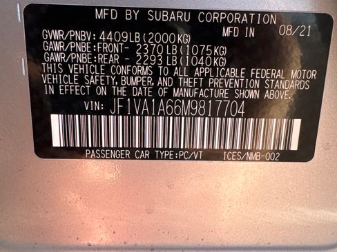 Used 2021 Subaru WRX Sedan 4D image 11