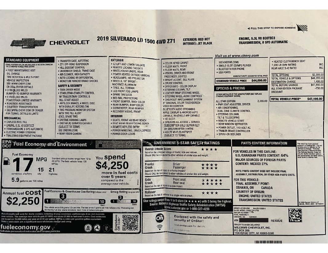 Used 2019 Chevrolet Silverado 1500 LT w/ All Star Edition AWD/4WD image 2
