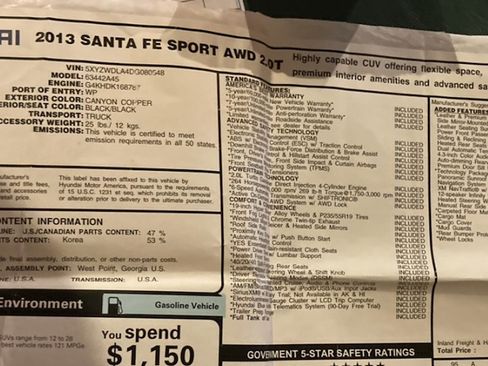 Used 2013 Hyundai Santa Fe Sport 2.0T w/ Technology Pkg image 2