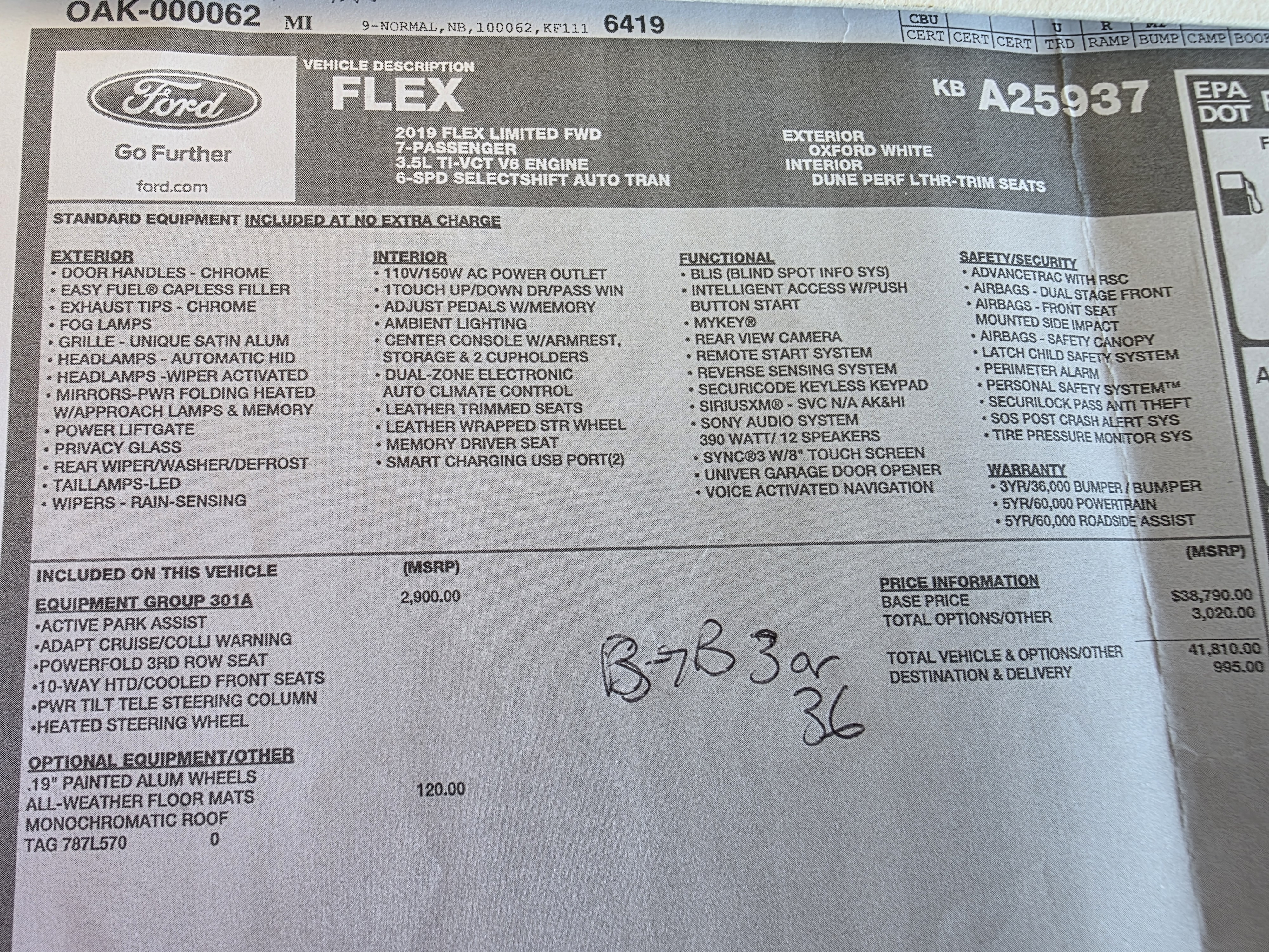 Used 2019 Ford Flex Limited w/ Equipment Group 301A FWD image 6