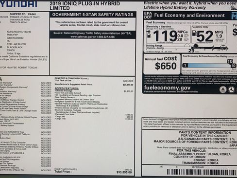 Used 2019 Hyundai Ioniq Limited w/ Ultimate Package 02 FWD image 24