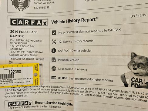 Used 2019 Ford F150 Raptor w/ Equipment Group 802A Luxury image 12