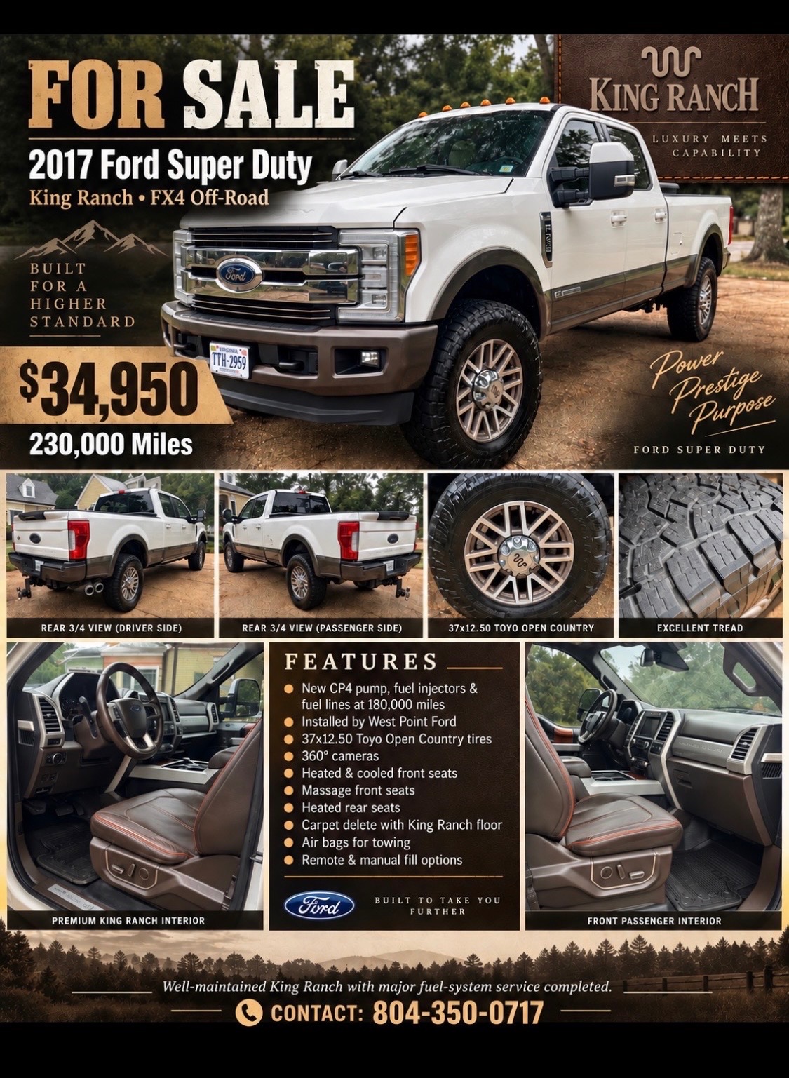 Used 2017 Ford F350 King Ranch w/ King Ranch Ultimate Package AWD/4WD image 1
