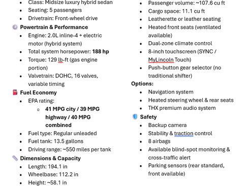 Used 2015 Lincoln MKZ Hybrid image 12
