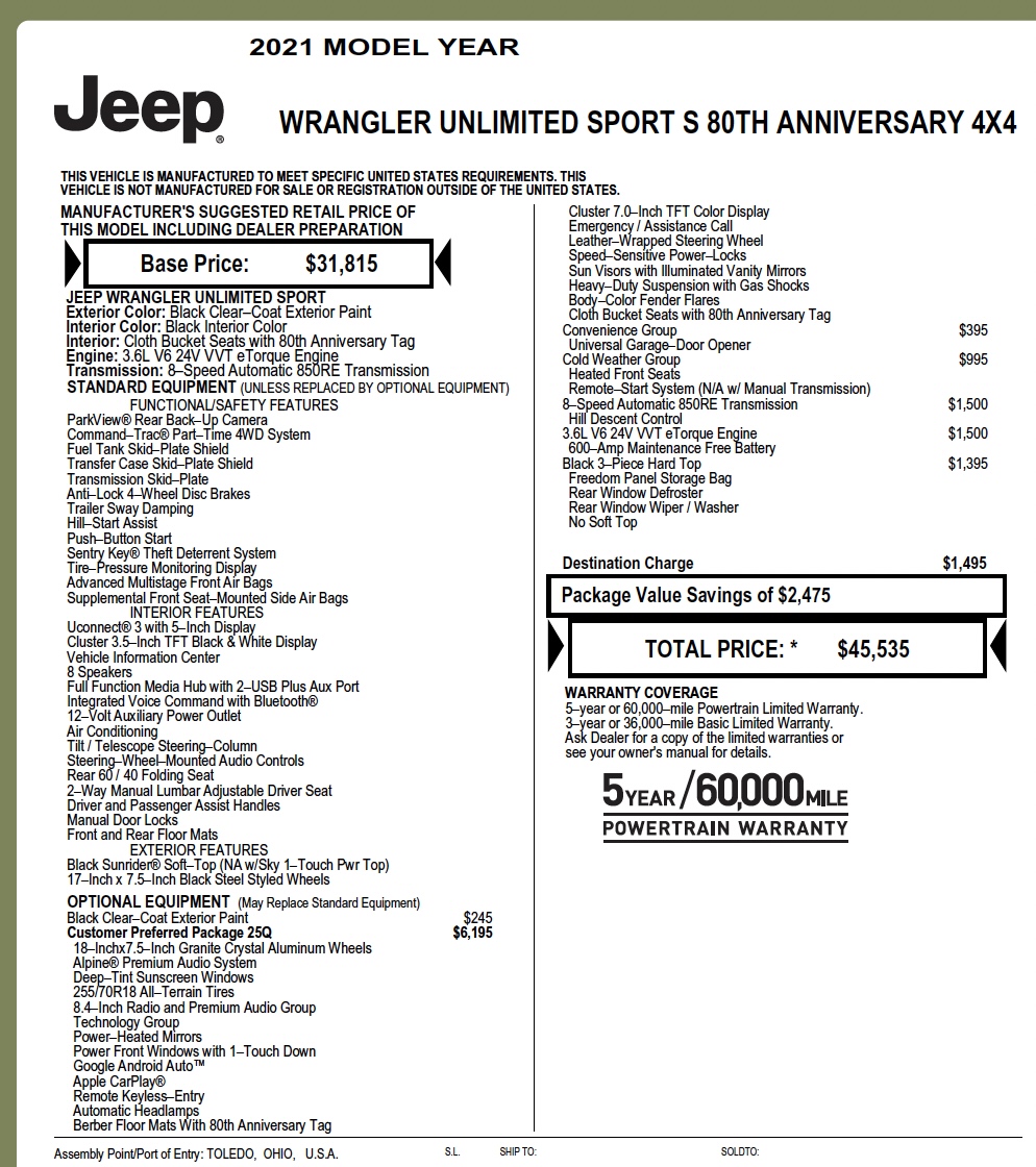 Used 2021 Jeep Wrangler Unlimited Sport AWD/4WD image 21