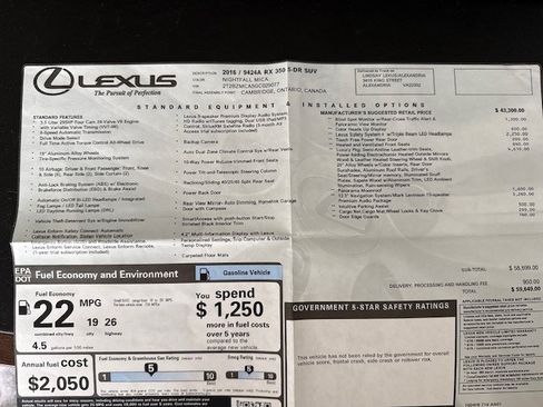 Used 2016 Lexus RX 350 350 Sport Utility 4D w/ Luxury Package image 18