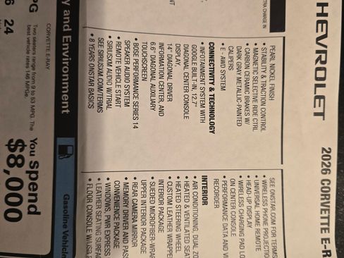 Used 2026 Chevrolet Corvette E-Ray w/ ZER Performance Package image 2