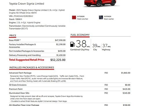 Used 2025 Toyota Crown Signia Limited Hybrid Sport Utility 4 w/ Advanced Technology Package image 3