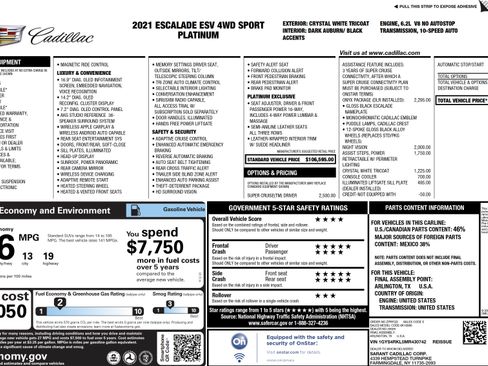 Used 2021 Cadillac Escalade ESV Sport Platinum w/ LPO, ONYX Package image 32