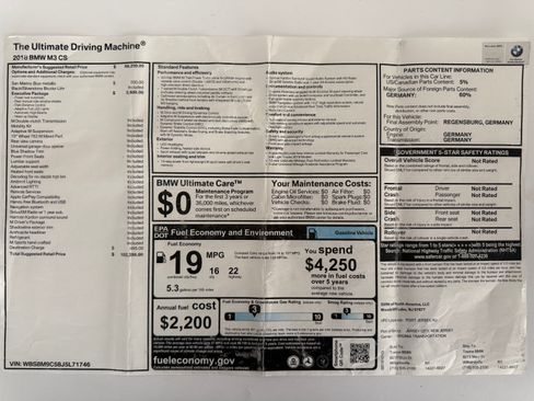 Used 2018 BMW M3 CS w/ Executive Package image 17