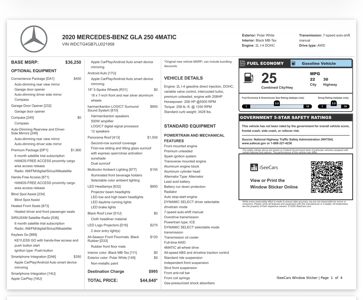 Used 2020 Mercedes-Benz GLA 250 4MATIC image 16