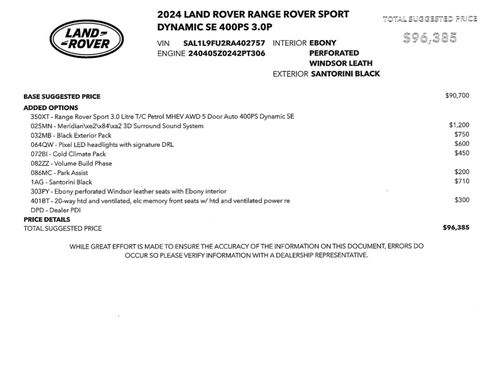 Used 2024 Land Rover Range Rover Sport Dynamic SE AWD/4WD image 30