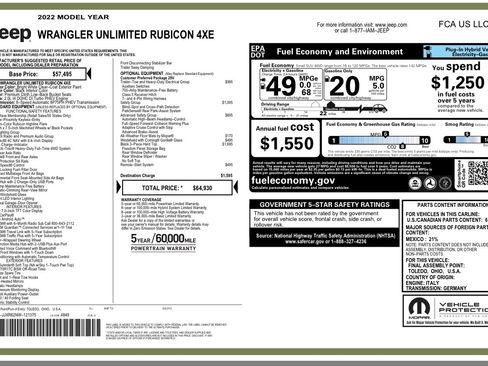 Used 2022 Jeep Wrangler Unlimited Rubicon 4xe w/ Safety Group image 13