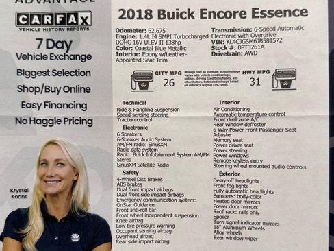 Used 2018 Buick Encore Essence AWD/4WD image 13