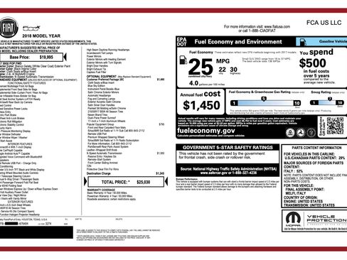 Used 2018 FIAT 500X Pop w/ Popular Equipment Group FWD image 2