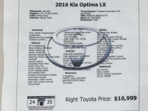 Used 2016 Kia Optima LX image 17