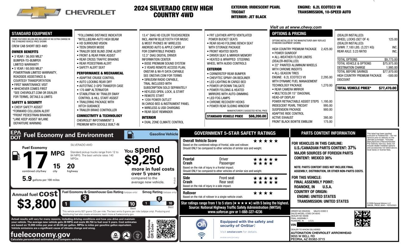 Used 2024 Chevrolet Silverado 1500 High Country w/ High Country Premium Package AWD/4WD image 27