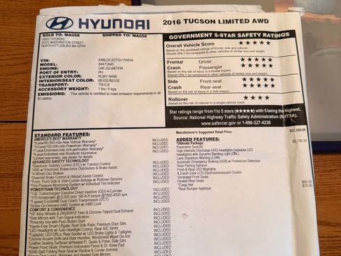Used 2016 Hyundai Tucson Limited w/ Option Group 03 AWD/4WD image 12
