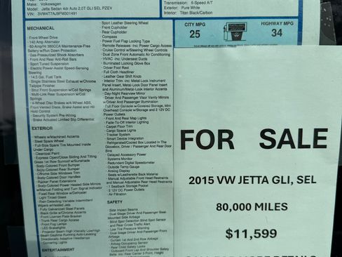 Used 2015 Volkswagen Jetta GLI SEL FWD image 2