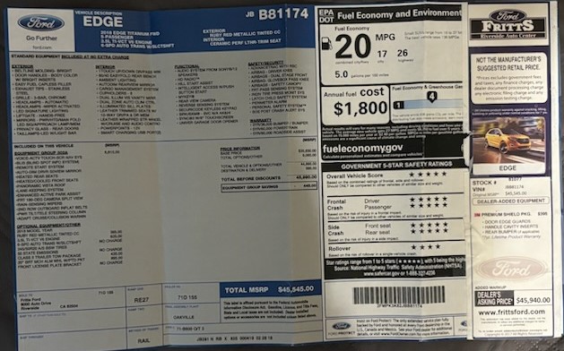 Used 2018 Ford Edge Titanium w/ Equipment Group 302A FWD image 27