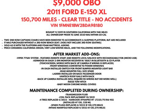 Used 2011 Ford E-150 and Econoline 150 Wagon RWD image 5