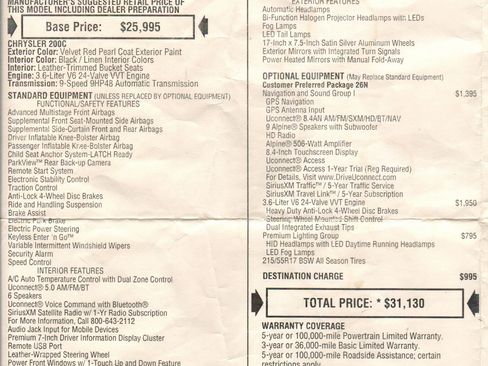 Used 2015 Chrysler 200 C w/ Navigation & Sound Group I image 32