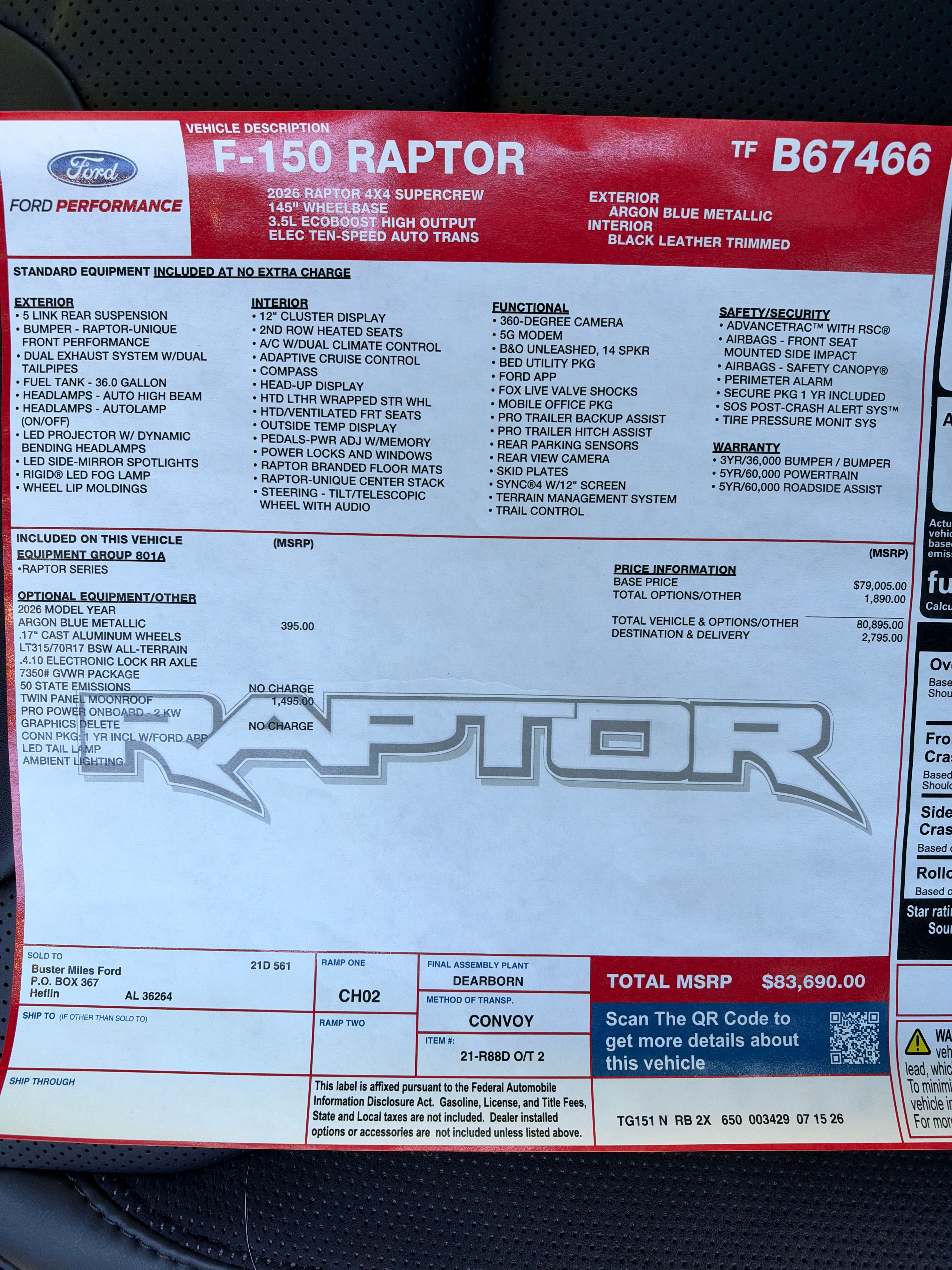 Used 2026 Ford F150 Raptor AWD/4WD image 26