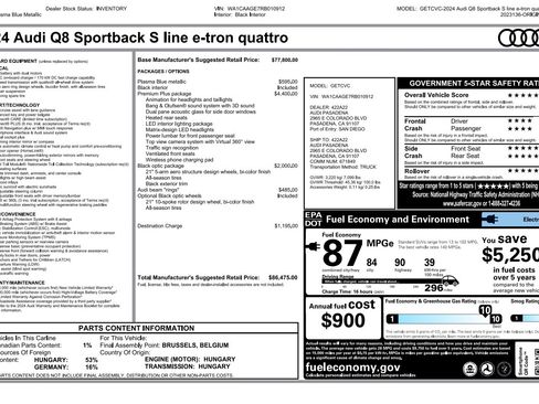 Used 2024 Audi Q8 e-tron Premium Plus w/ Premium Plus Package image 15