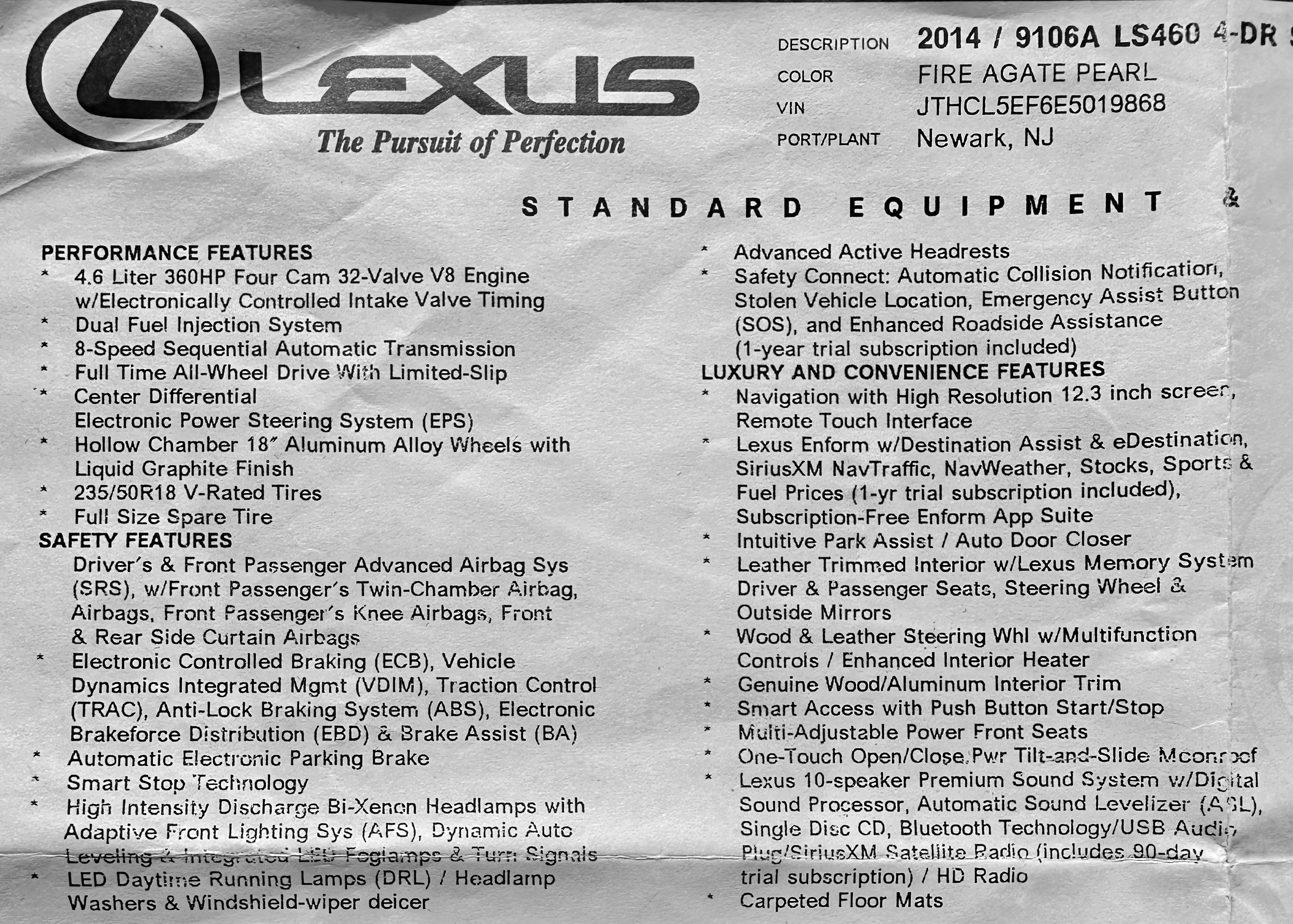 Used 2014 Lexus LS 460 AWD w/ Comfort Package image 17