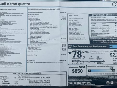 Used 2022 Audi e-tron Premium Plus w/ Premium Plus Package AWD/4WD image 16