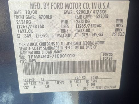 Used 2001 Ford Excursion Limited AWD/4WD image 15