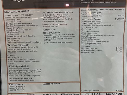 Used 2023 Genesis G70 2.0T w/ Sport Prestige Package image 22