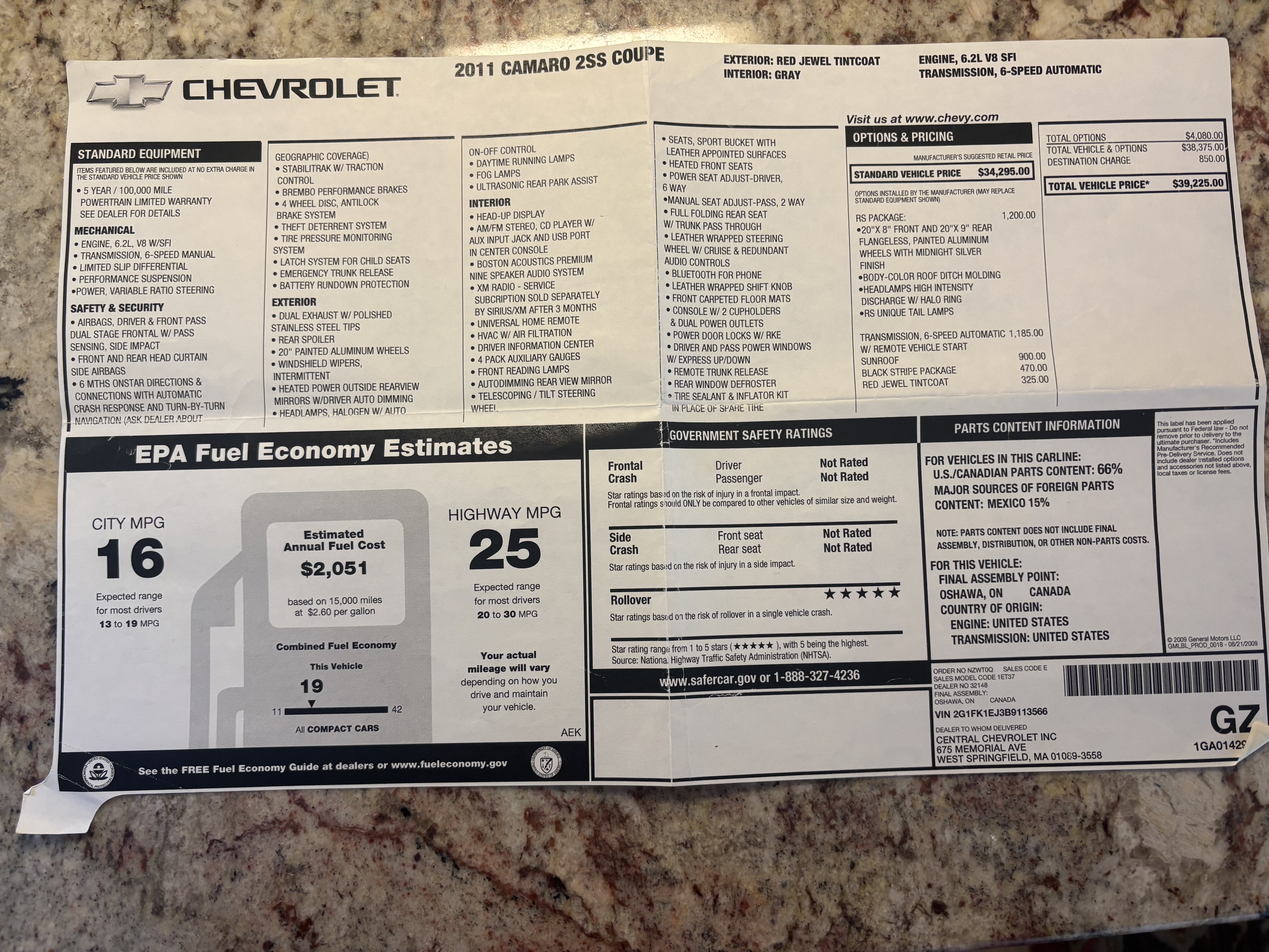 Used 2011 Chevrolet Camaro SS w/ RS Package RWD image 12