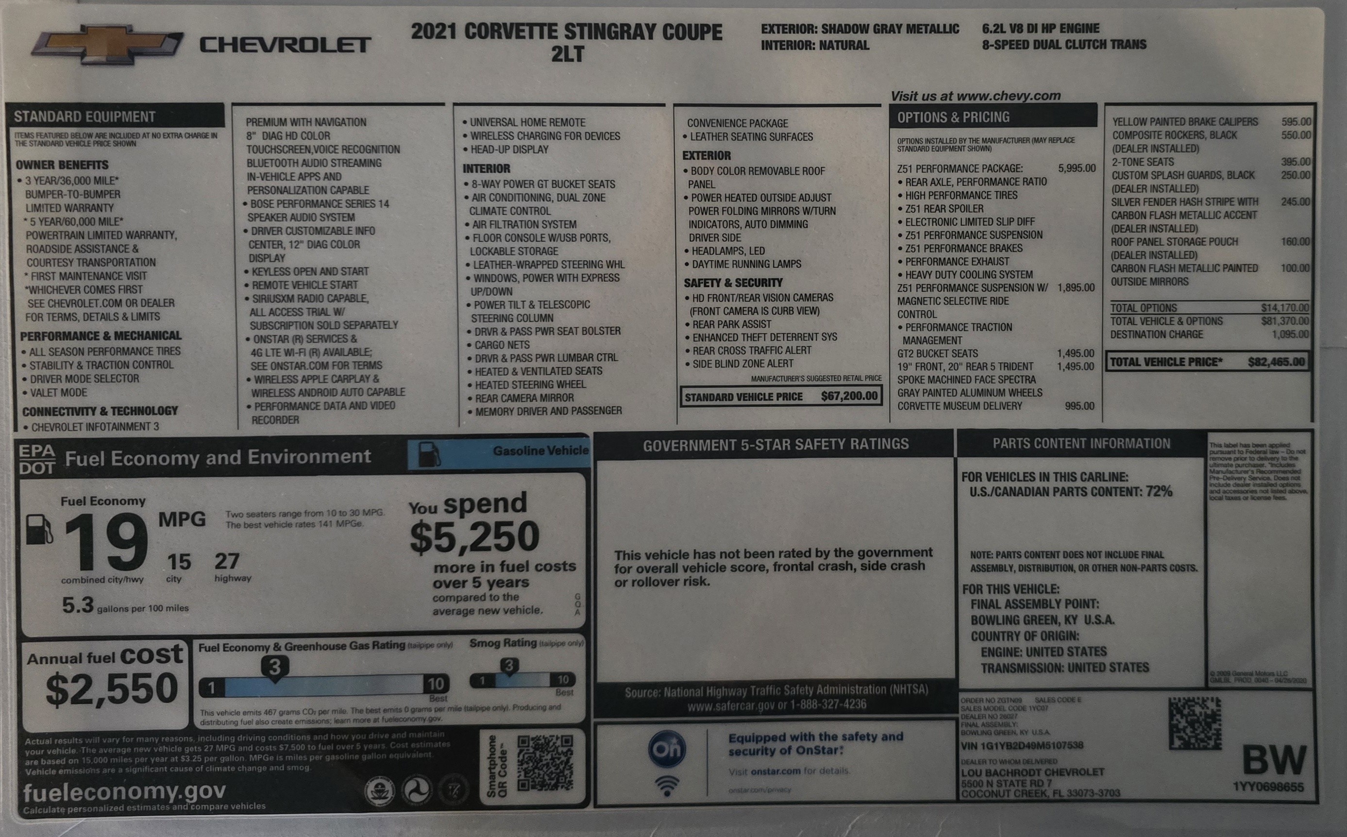 Used 2021 Chevrolet Corvette Stingray Preferred Cpe w/ Z51 Performance Package RWD image 11