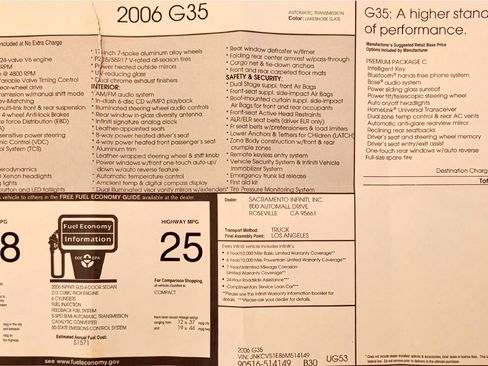 Used 2006 INFINITI G35 Sedan w/ (P03) Premium Pkg C image 13