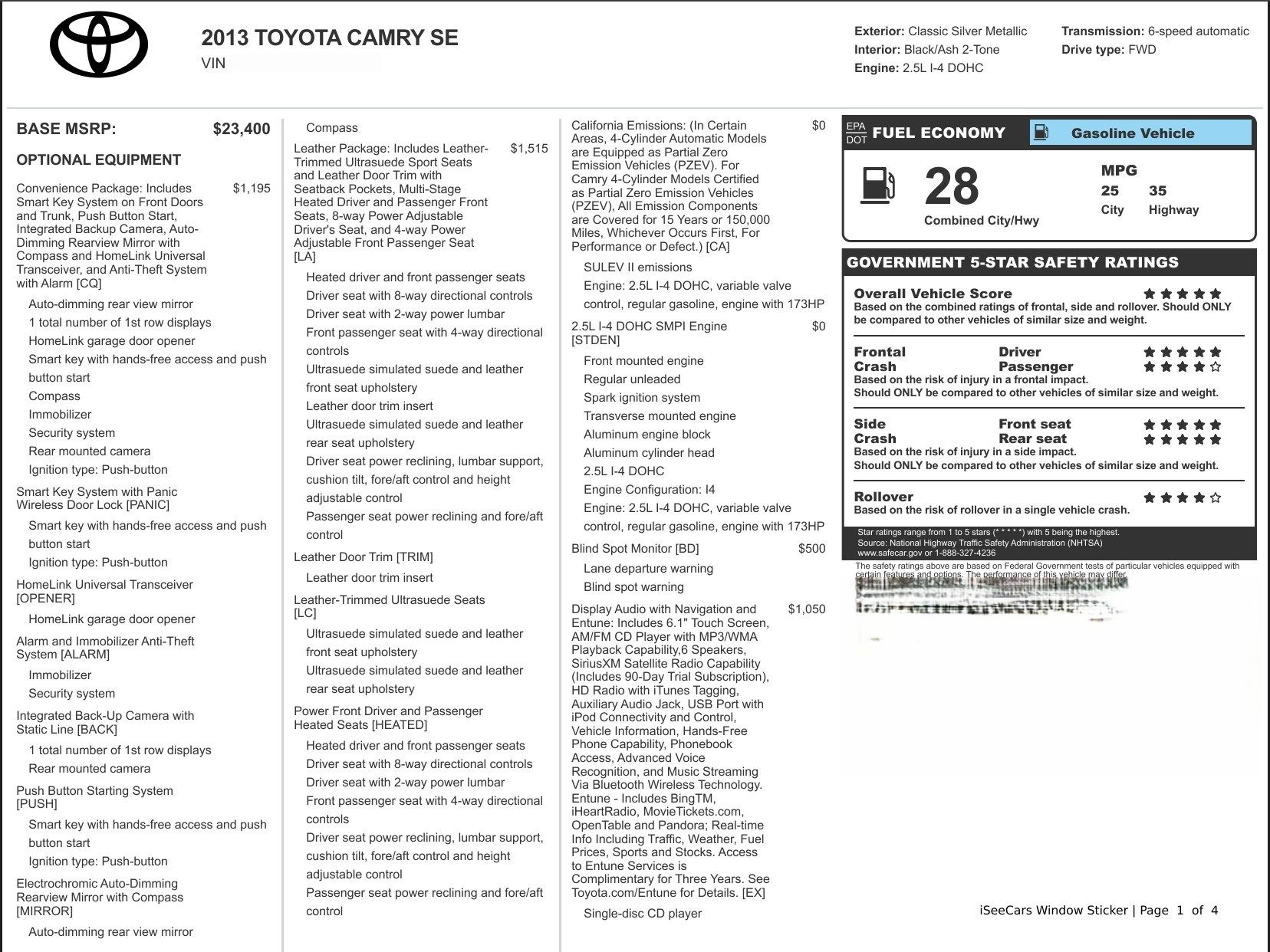 Used 2013 Toyota Camry SE w/ Leather Pkg FWD image 26