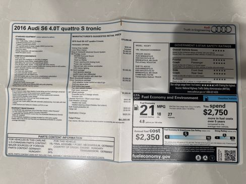 Used 2016 Audi S6 Prestige w/ Prestige Package image 31