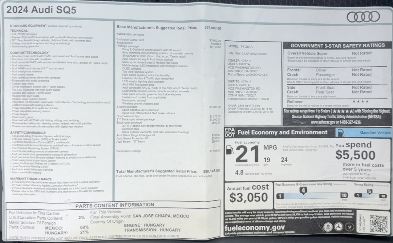 Used 2024 Audi SQ5 Prestige w/ Prestige Package AWD/4WD image 29