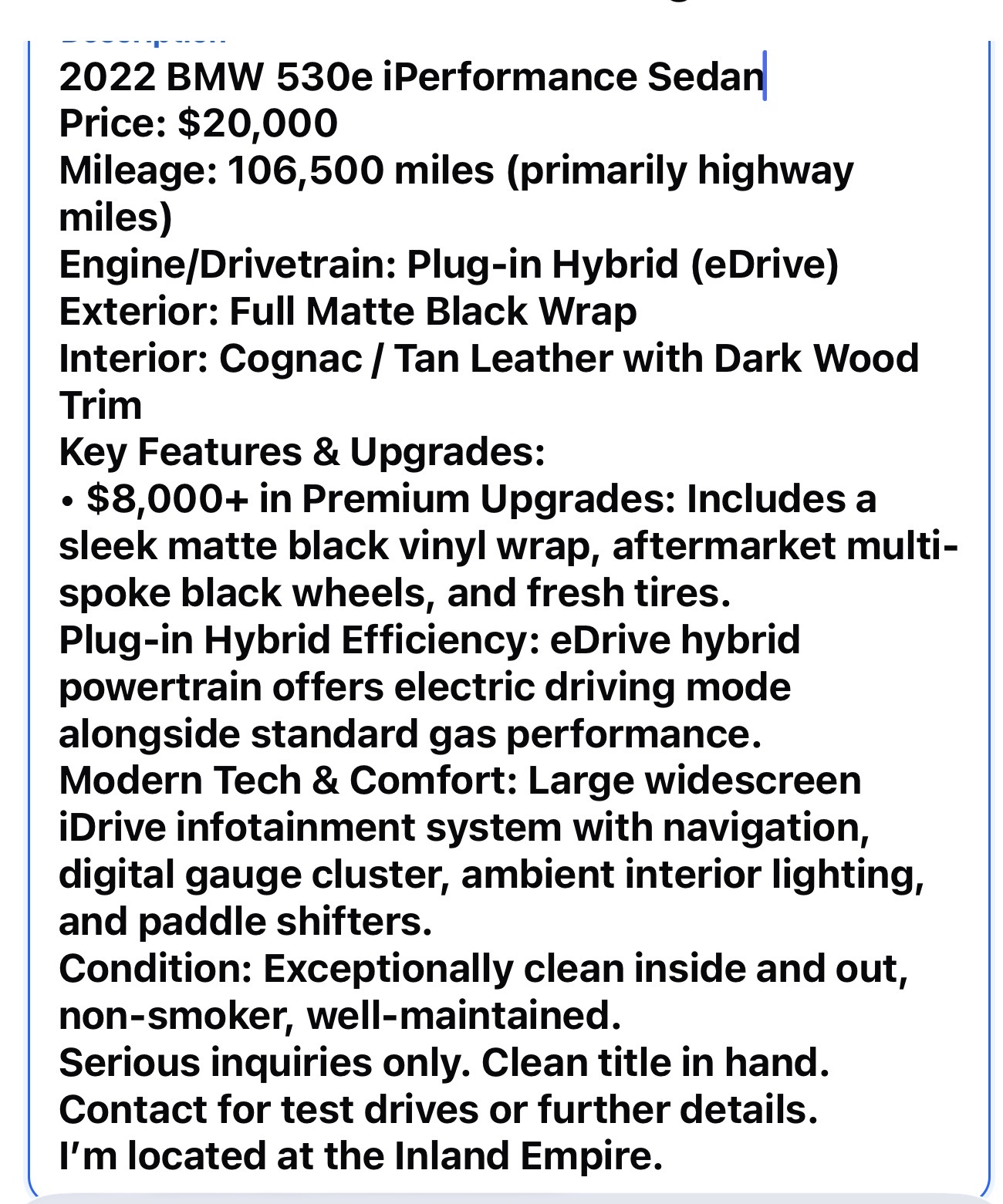 Used 2022 BMW 530e w/ Premium Package RWD image 20