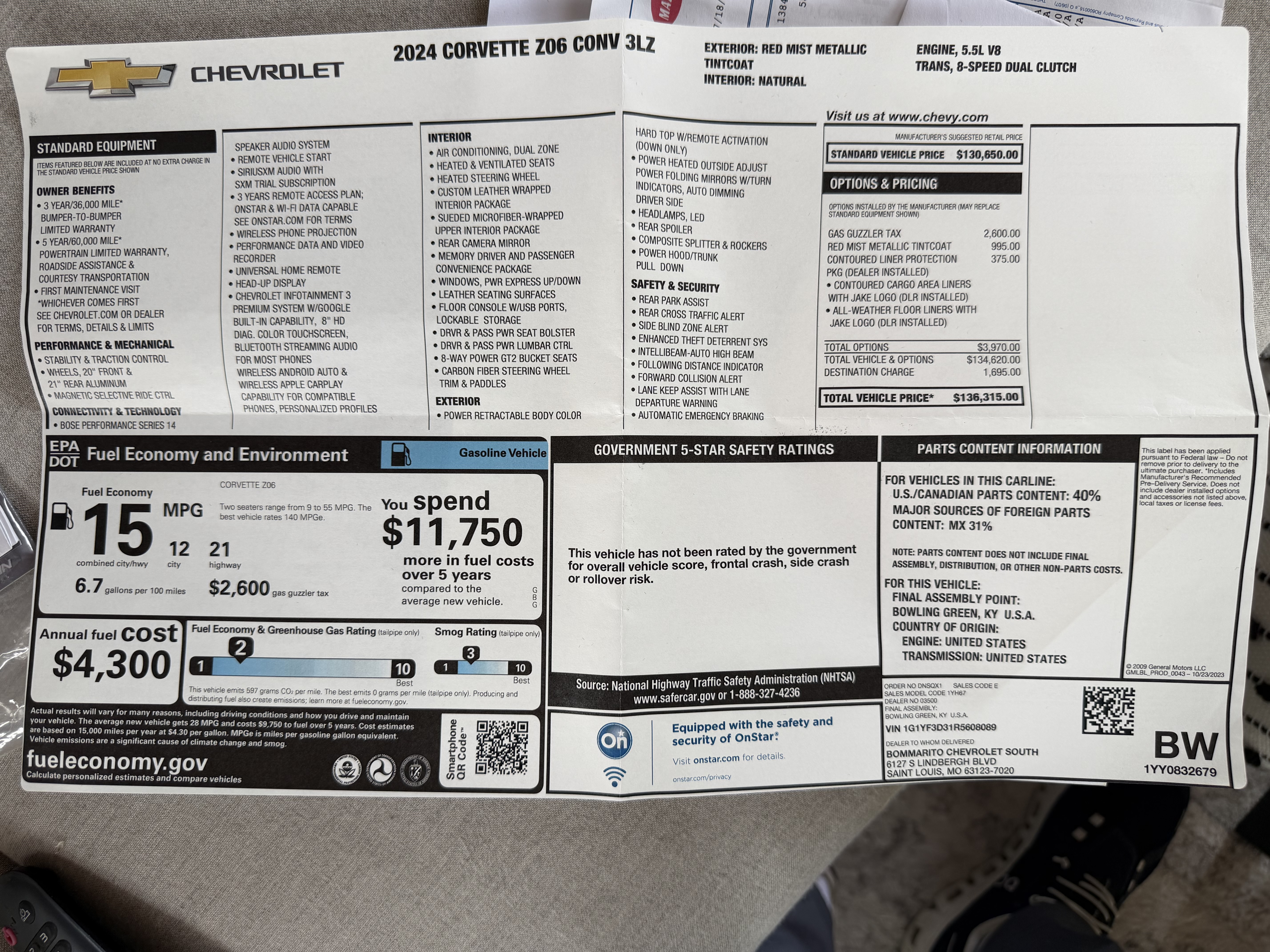 Used 2024 Chevrolet Corvette Z06 RWD image 9