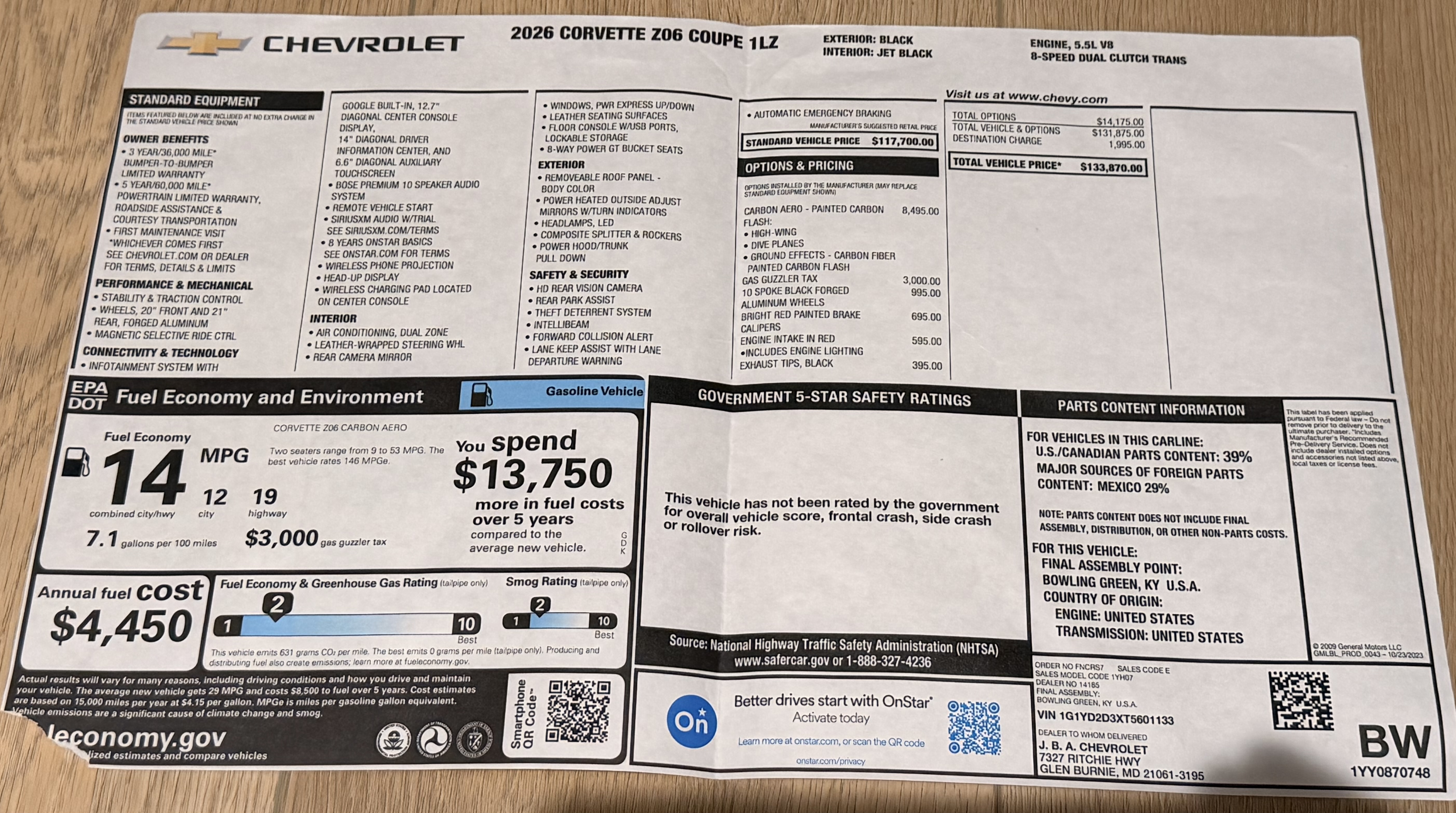 Used 2026 Chevrolet Corvette Z06 RWD image 14