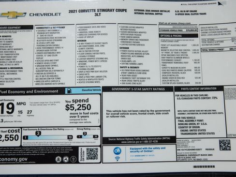 Used 2021 Chevrolet Corvette Stingray Premium Cpe w/ Battery Protection Package image 30