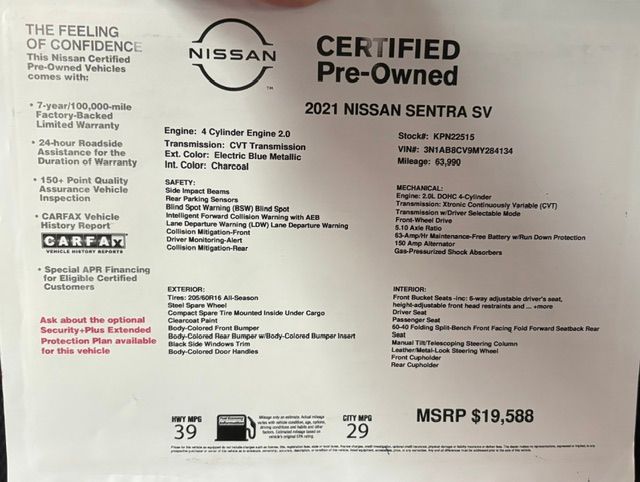 Used 2021 Nissan Sentra SV FWD image 11
