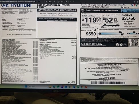 Used 2019 Hyundai Ioniq Limited w/ Ultimate Package 02 FWD image 24