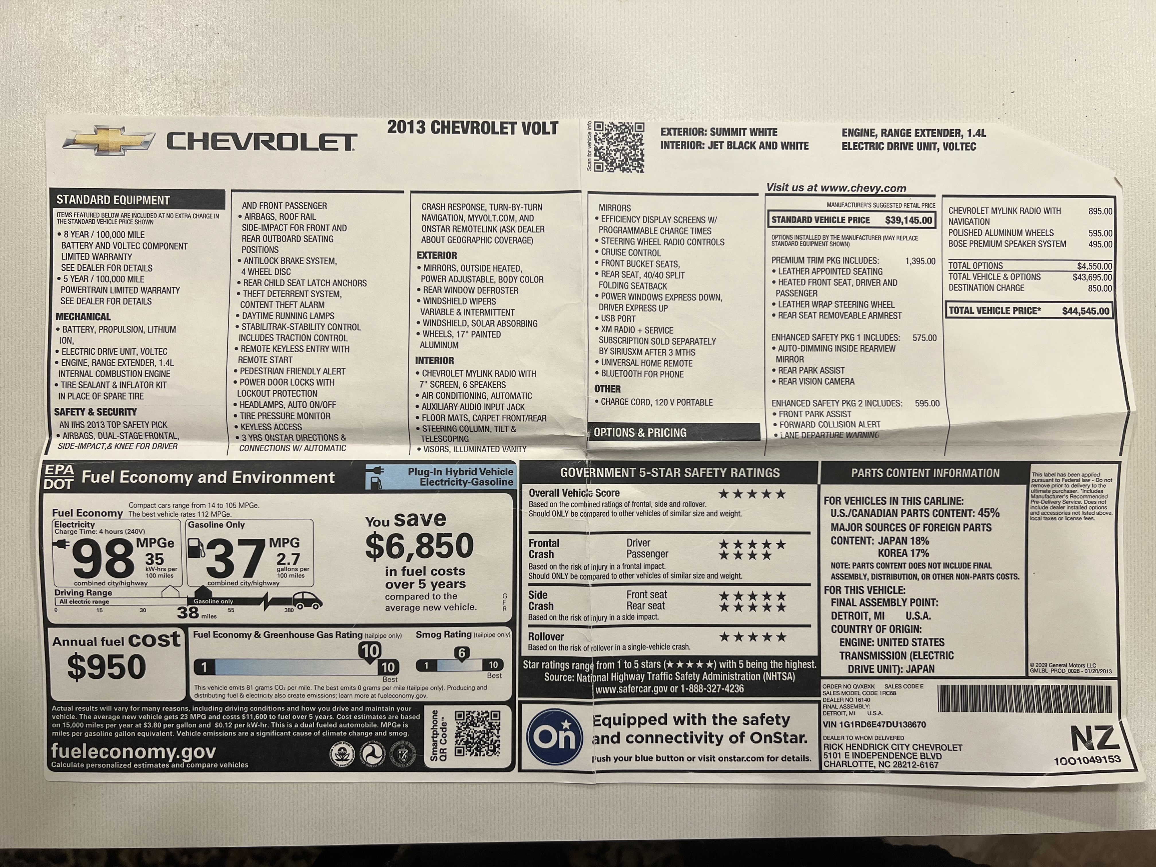 Used 2013 Chevrolet Volt Premium w/ Premium Trim Package FWD image 32