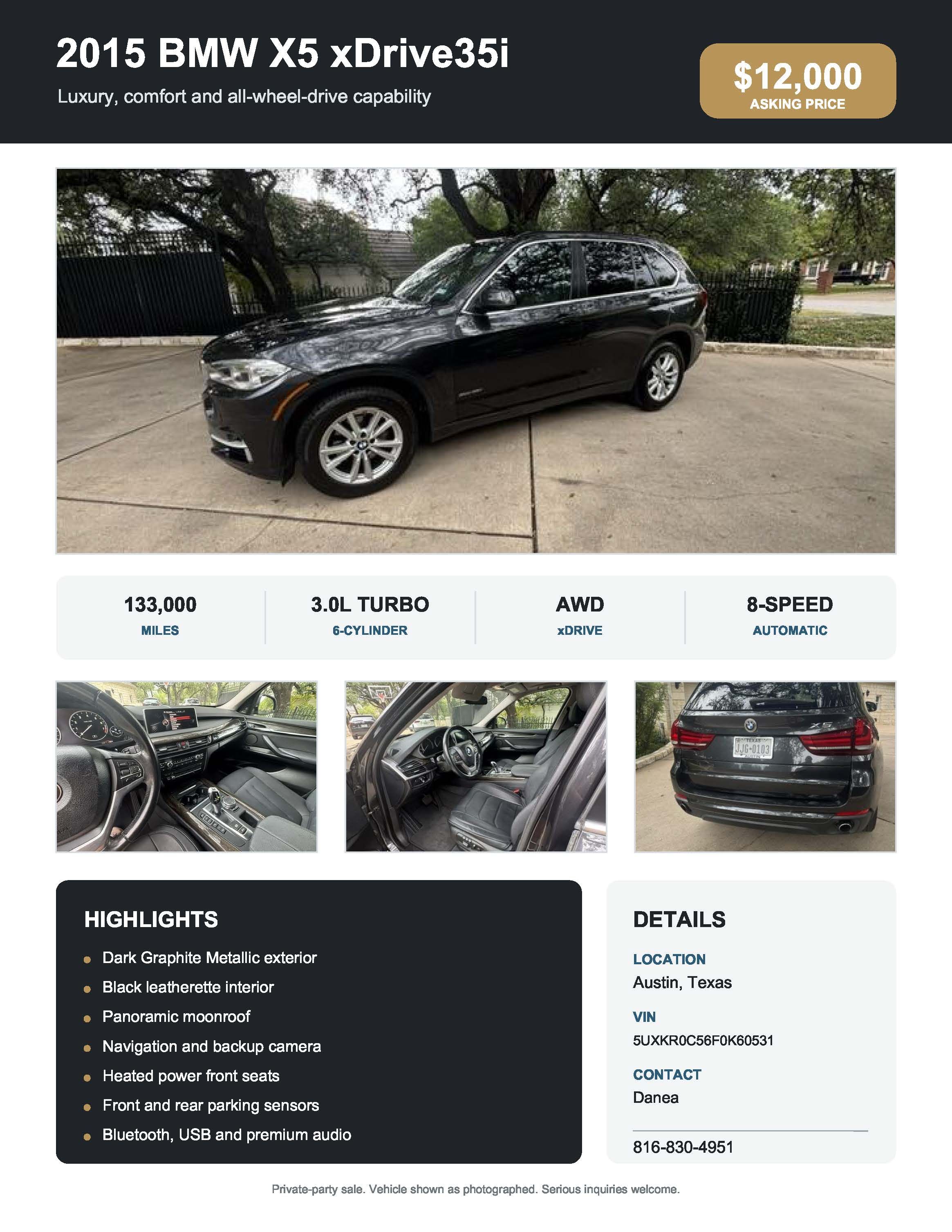 Used 2015 BMW X5 xDrive35i AWD/4WD image 1