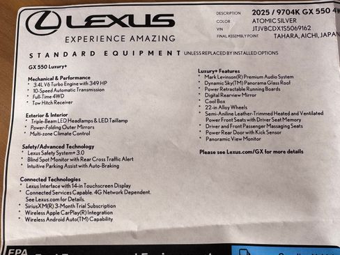 Used 2025 Lexus GX 550 w/ Cold Area Package AWD/4WD image 16
