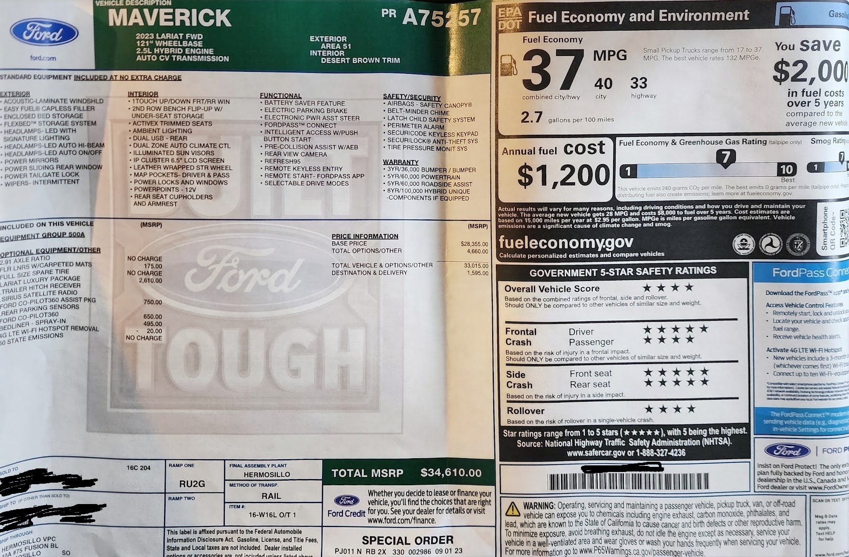 Used 2023 Ford Maverick Lariat w/ Lariat Luxury Package FWD image 6