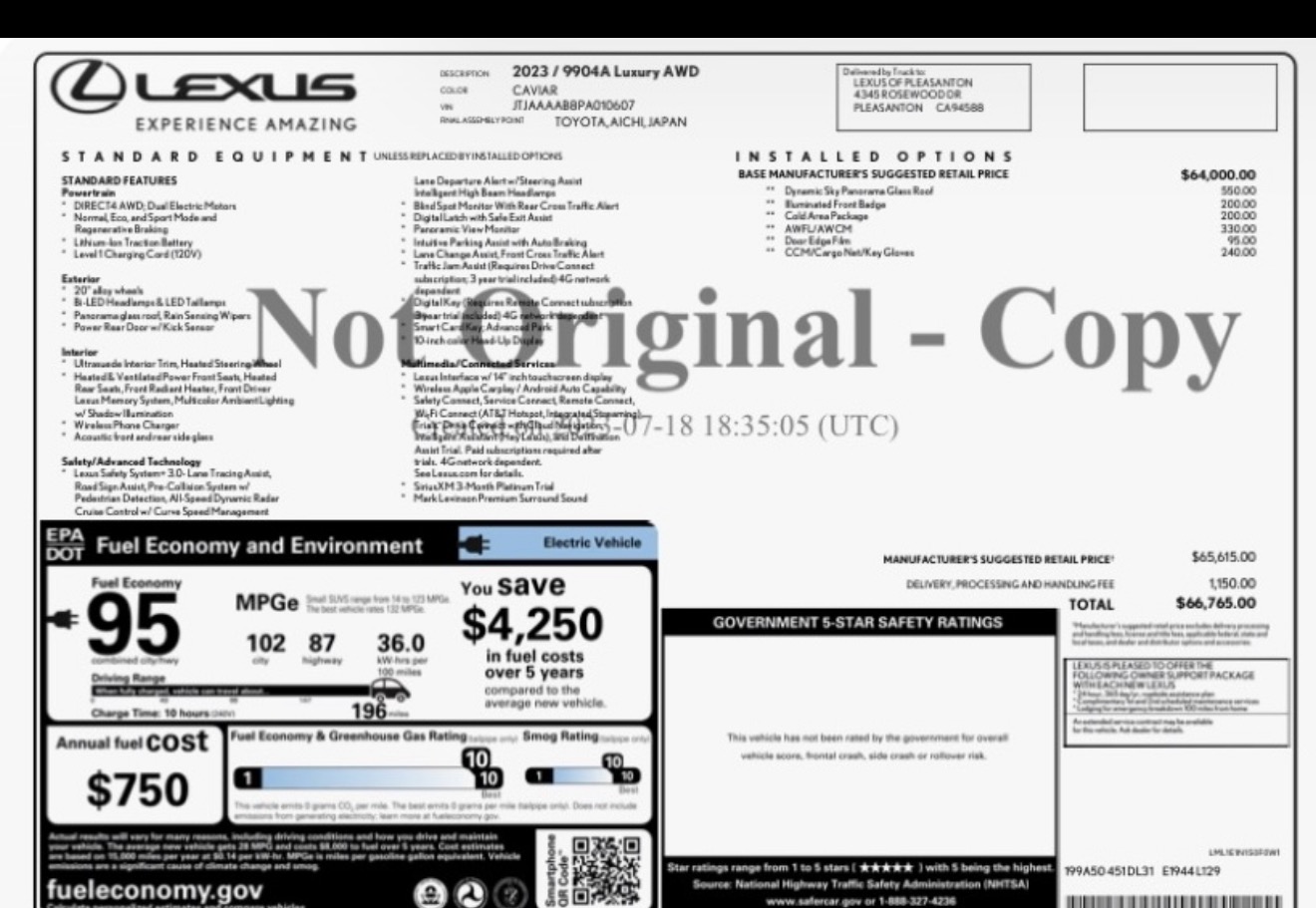Used 2023 Lexus RZ 450e Premium w/ Accessory Package (2T) AWD/4WD image 17